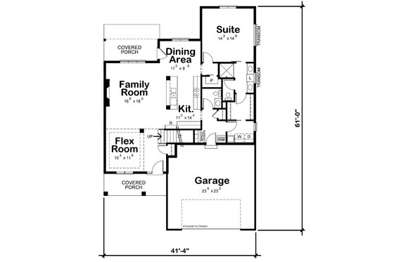 Floor Plan - Main Floor for Modern House Plan #20-2491 - 3 bed, 2.5 bath