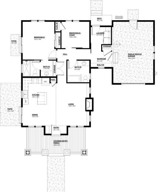 Craftsman Floor Plan - Main Floor Plan #895-156