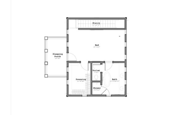 Floor Plan - Upper Floor for Craftsman House Plan #926-1 - 1 bed, 1.5 bath