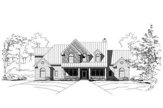Exterior - Front Elevation for Farmhouse House Plan #411-473 - 4 bed, 4.5 bath