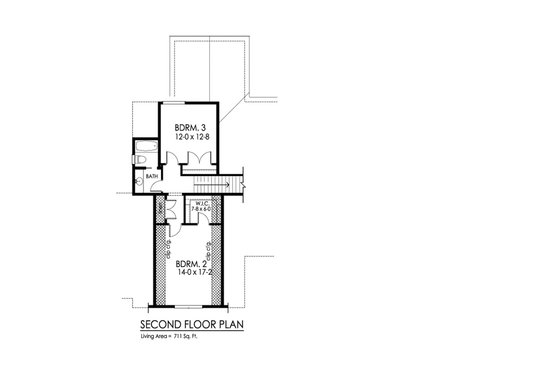Floor Plan - Upper Floor for Craftsman House Plan #1010-234 - 3 bed, 2.5 bath