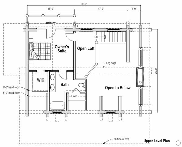 Log Floor Plan - Upper Floor Plan #451-12