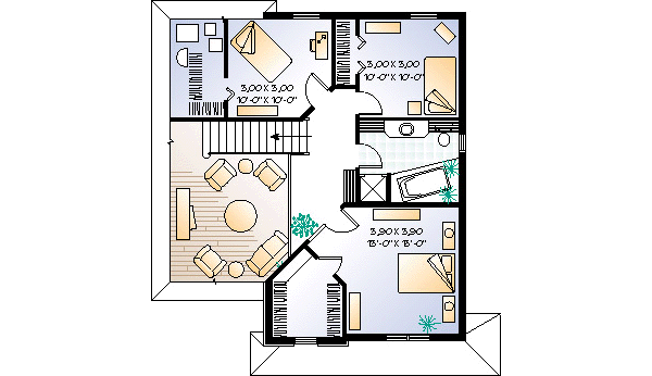House Design - European Floor Plan - Upper Floor Plan #23-281