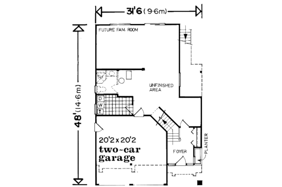 Floor Plan - Main Floor for Traditional House Plan #47-565 - 3 bed, 2 bath