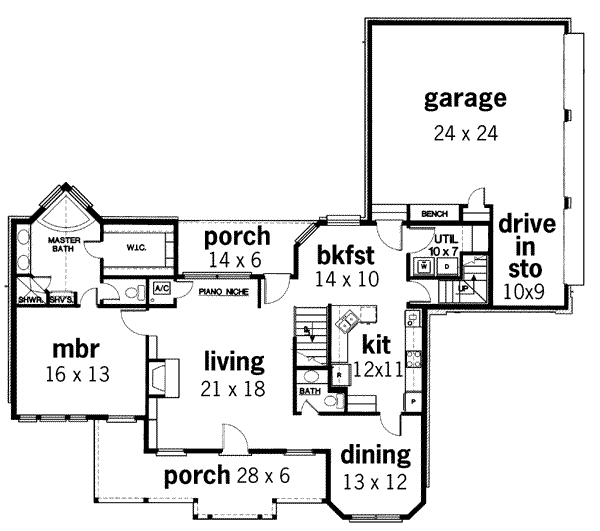 House Plan Design - Traditional Floor Plan - Main Floor Plan #45-201