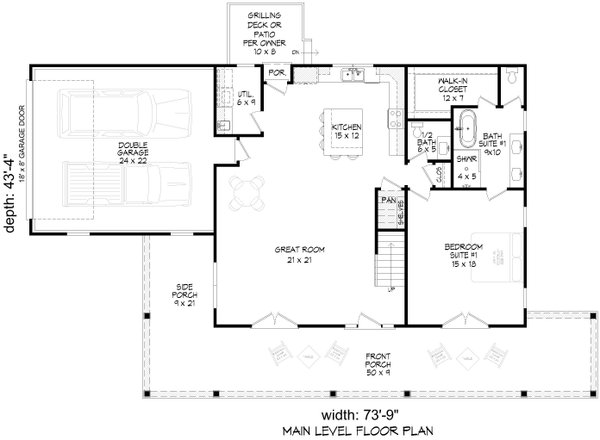 Farmhouse Floor Plan - Main Floor Plan #932-1155