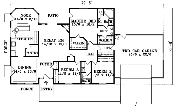 Adobe / Southwestern Floor Plan - Main Floor Plan #1-1399