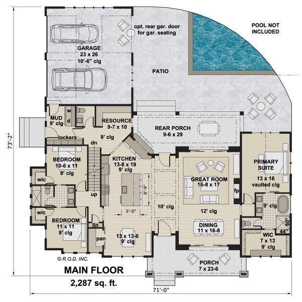 Craftsman Floor Plan - Main Floor Plan #51-1306