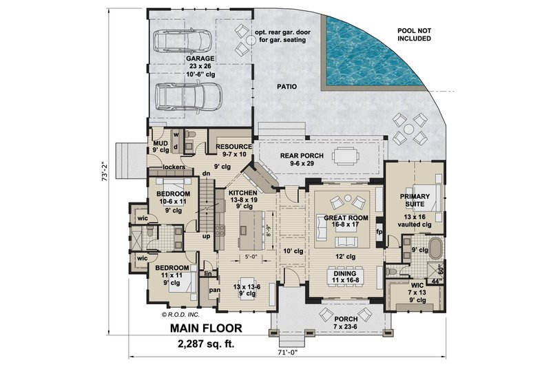 House Plan Design - Floor Plan - Main Floor for Craftsman House Plan #51-1306 - 3 bed, 2.5 bath
