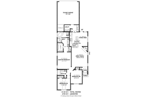 Floor Plan - Main Floor for European House Plan #424-116 - 3 bed, 2 bath