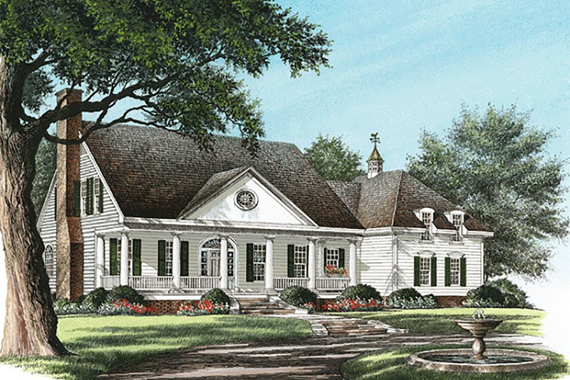 Architectural House Design - Exterior - Front Elevation 2 for Southern House Plan #137-149 - 4 bed, 3 bath