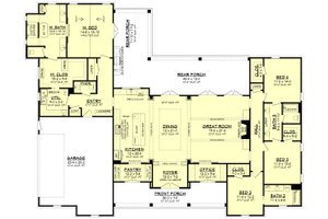 Floor Plan - Main Floor for Farmhouse House Plan #430-197 - 4 bed, 3.5 bath