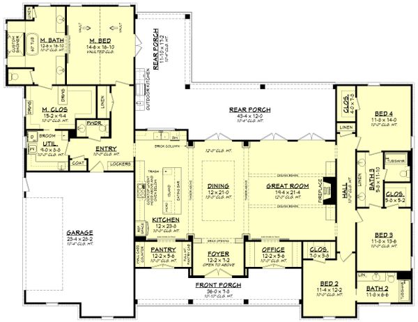 Architectural House Design - Farmhouse Floor Plan - Main Floor Plan #430-197