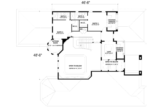 Floor Plan - Upper Floor for Mediterranean House Plan #420-155 - 4 bed, 5.5 bath