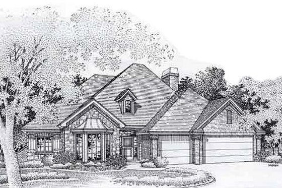 Exterior - Front Elevation for European House Plan #310-807 - 4 bed, 3 bath