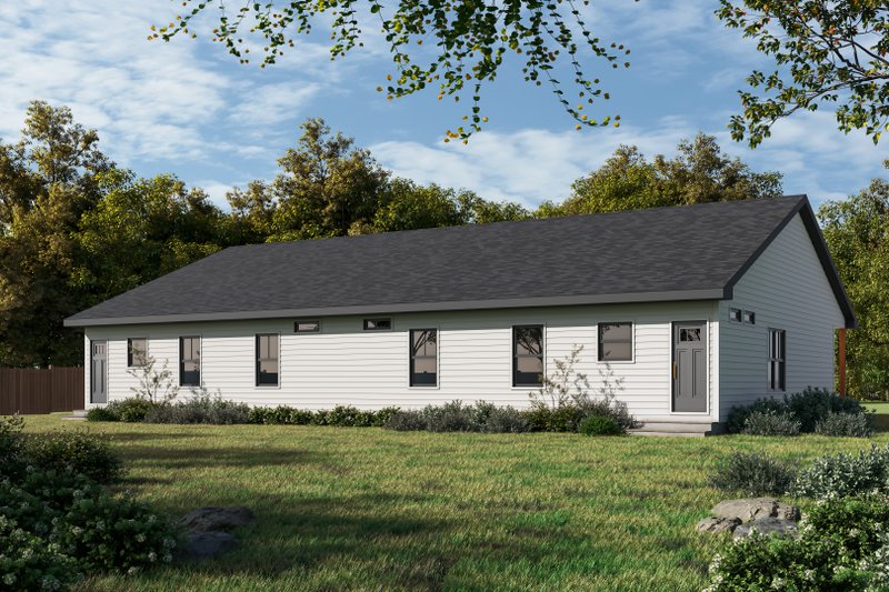 House Blueprint - Exterior - Rear Elevation 1 for Farmhouse House Plan #20-2596 - 4 bed, 2 bath