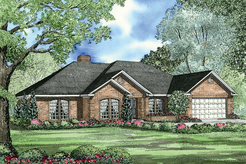 House Plan Design - Traditional style home with European accents, elevation
