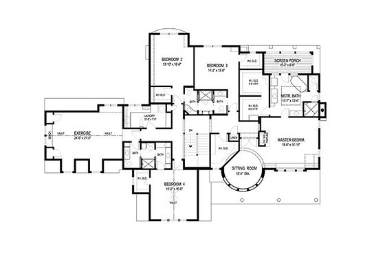 Floor Plan - Upper Floor for Traditional House Plan #56-604 - 4 bed, 4 bath