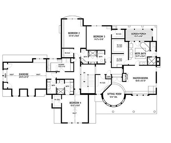 Traditional Floor Plan - Upper Floor Plan #56-604