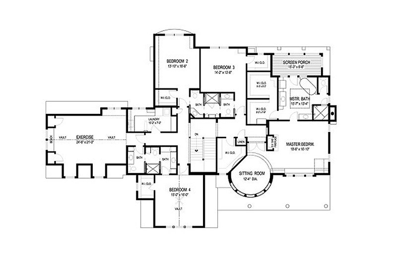Dream House Plan - Floor Plan - Upper Floor for Traditional House Plan #56-604 - 4 bed, 4 bath