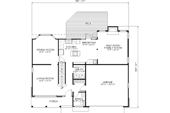 Floor Plan - Main Floor for Country House Plan #320-363 - 4 bed, 2.5 bath