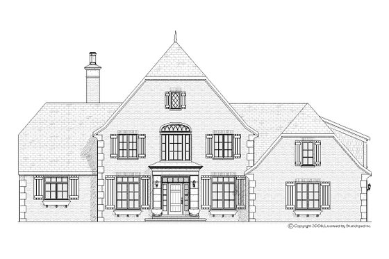 Exterior - Front Elevation 3 for European House Plan #901-34 - 4 bed, 3.5 bath