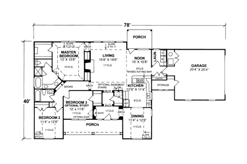 Home Plan - Floor Plan - Main Floor for European House Plan #20-322 - 3 bed, 2 bath
