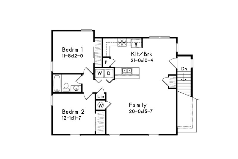 House Blueprint - Floor Plan - Upper Floor for Colonial House Plan #22-429 - 2 bed, 1 bath