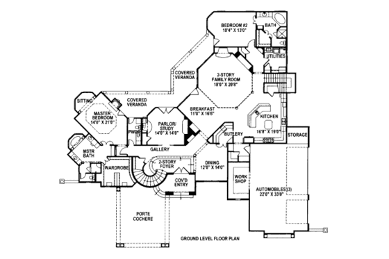 Floor Plan - Main Floor for Mediterranean House Plan #141-321 - 4 bed, 3.5 bath