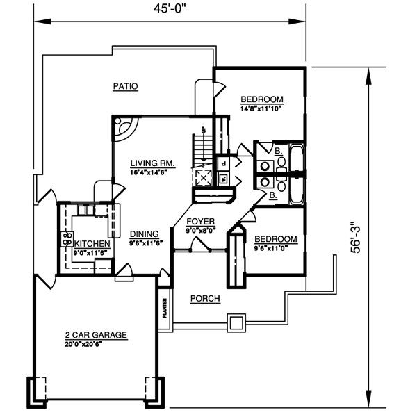 Adobe / Southwestern Floor Plan - Main Floor Plan #116-217