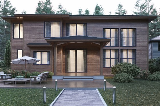 Exterior - Rear Elevation for Contemporary House Plan #1066-21 - 5 bed, 4.5 bath