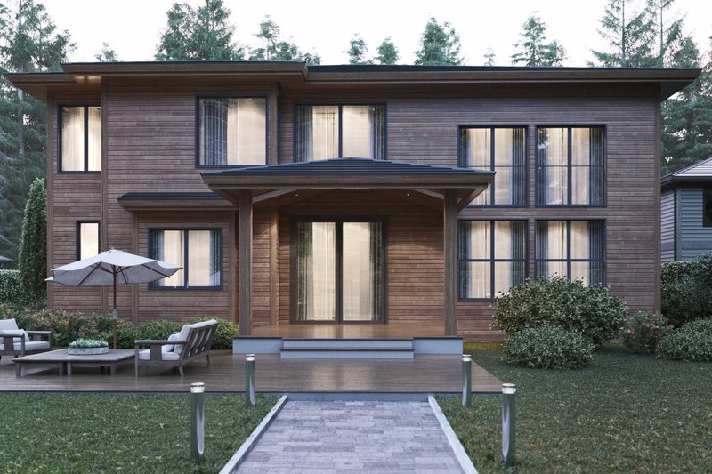 Dream House Plan - Exterior - Rear Elevation for Contemporary House Plan #1066-21 - 5 bed, 4.5 bath