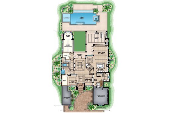 Floor Plan - Main Floor for Beach House Plan #27-541 - 5 bed, 6 bath