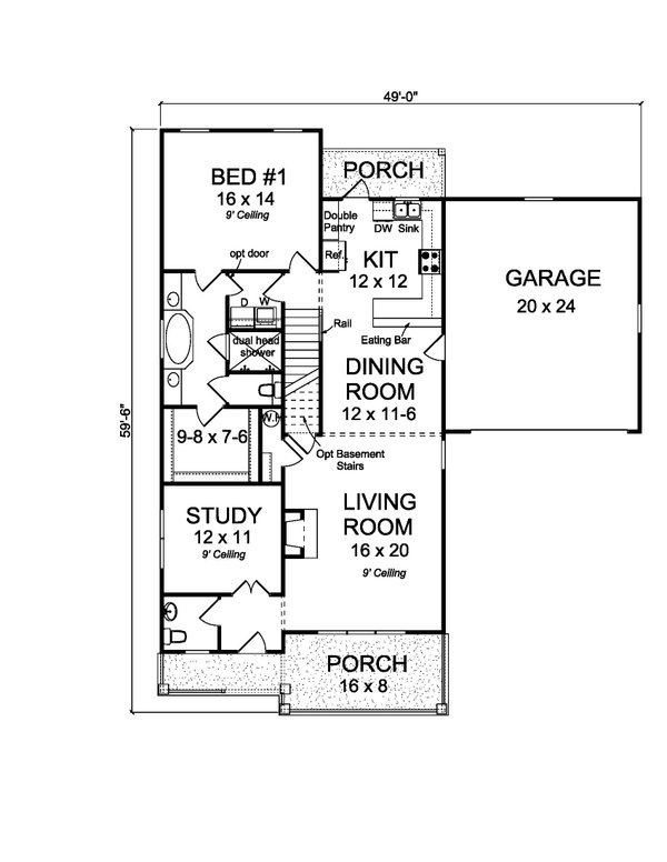 Cottage Floor Plan - Main Floor Plan #513-2216