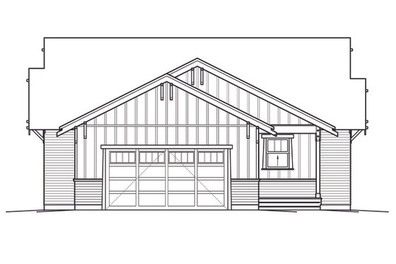 Exterior - Rear Elevation for Bungalow House Plan #434-3 - 3 bed, 2.5 bath