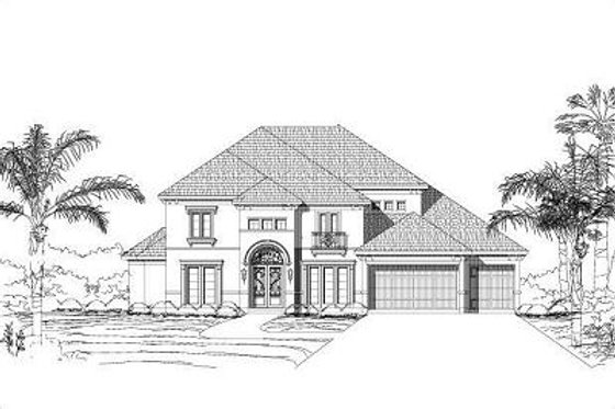 Exterior - Front Elevation for Mediterranean House Plan #411-615 - 5 bed, 4.5 bath