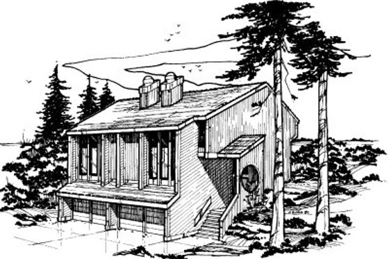 Exterior - Front Elevation for Modern House Plan #303-255 - 3 bed, 2.5 bath