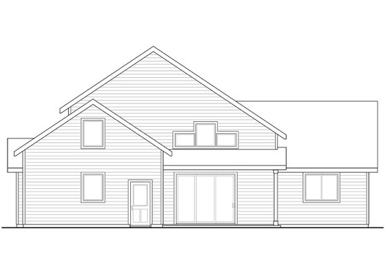 Exterior - Rear Elevation for Country House Plan #124-1022 - 3 bed, 2.5 bath