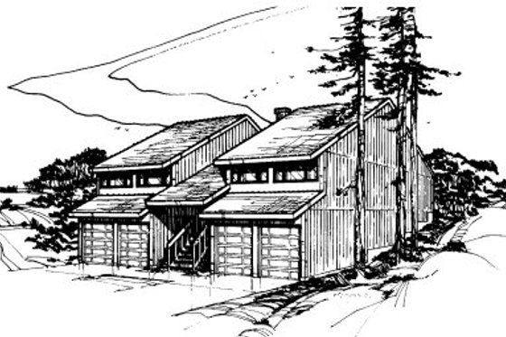 Exterior - Front Elevation for Modern House Plan #303-246 - 3 bed, 2 bath