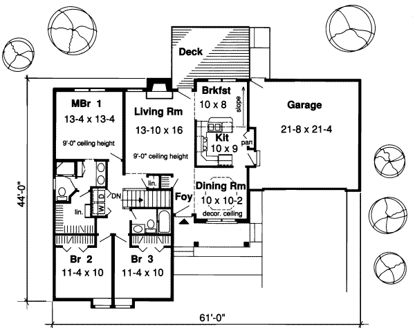 Floor Plan - Main Floor for Traditional House Plan #312-310 - 3 bed, 2 bath