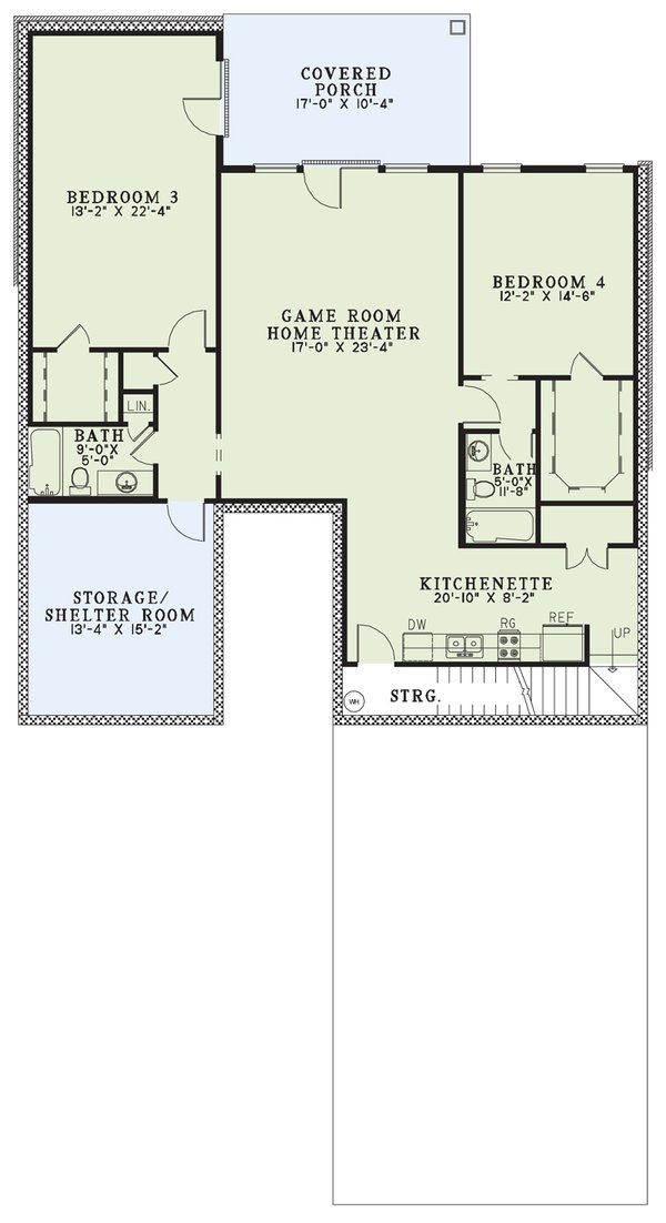 House Blueprint - European Floor Plan - Lower Floor Plan #17-3461