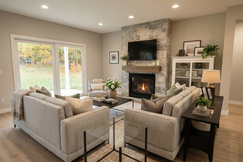 Dream House Plan - Interior - Family Room for Farmhouse House Plan #51-1529 - 3 bed, 2 bath