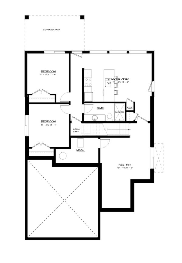 Architectural House Design - Farmhouse Floor Plan - Lower Floor Plan #1114-61