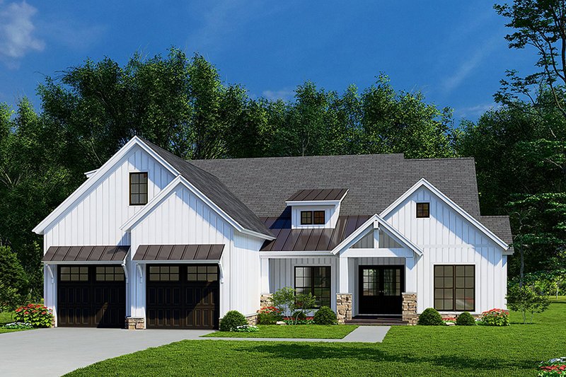 House Blueprint - Exterior - Front Elevation 3 for Cottage House Plan #923-263 - 3 bed, 2 bath