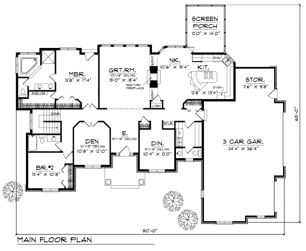 Home Plan - Traditional Floor Plan - Main Floor Plan #70-309