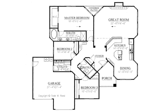 Floor Plan - Main Floor for Traditional House Plan #437-8 - 3 bed, 2 bath