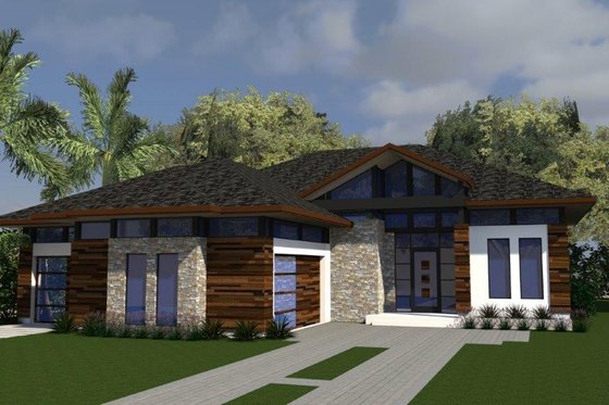 Exterior - Front Elevation for Modern House Plan #548-37 - 3 bed, 3.5 bath