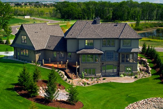 European style home, rear elevation