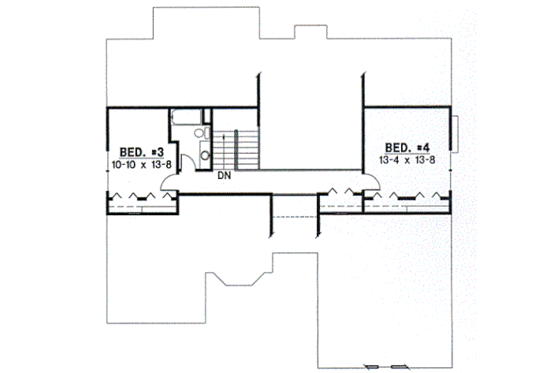 Floor Plan - Upper Floor for European House Plan #67-712 - 4 bed, 3 bath