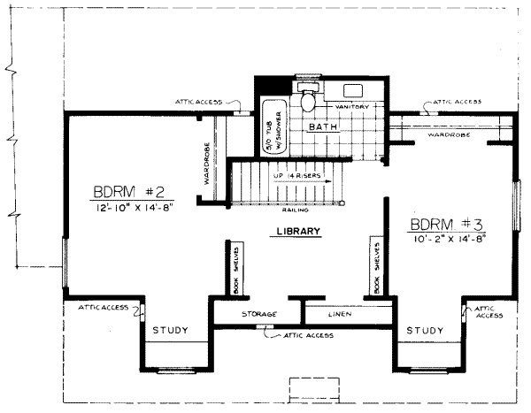 Traditional Floor Plan - Upper Floor Plan #303-110